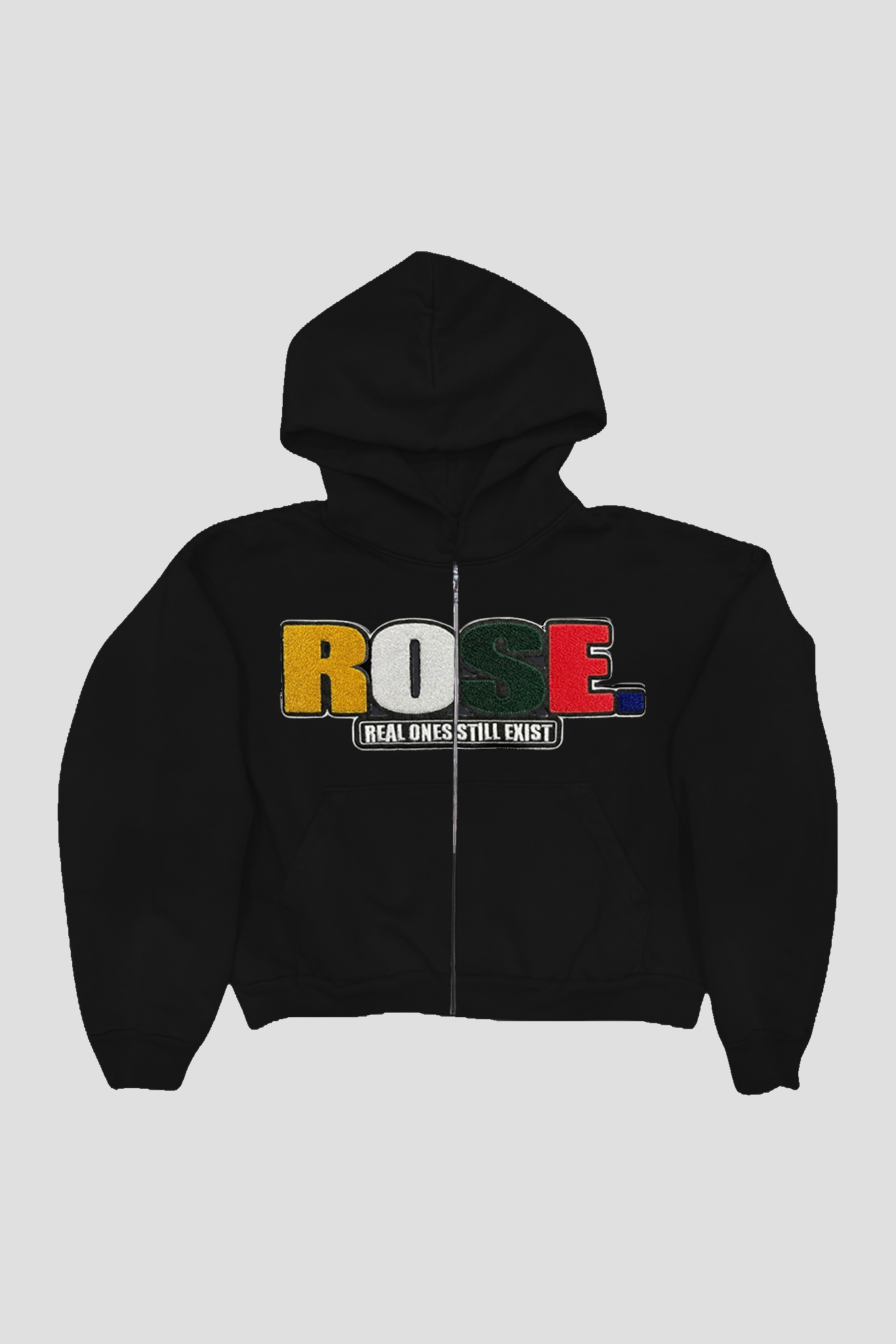 ALL ROSE. | Patch Zip Hoodie | Black