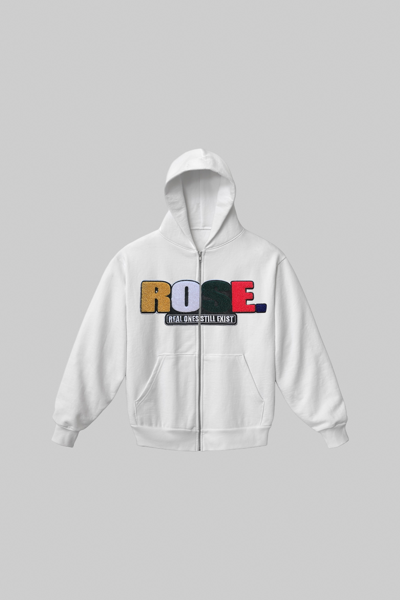 ALL ROSE. | Patch Zip Hoodie | White
