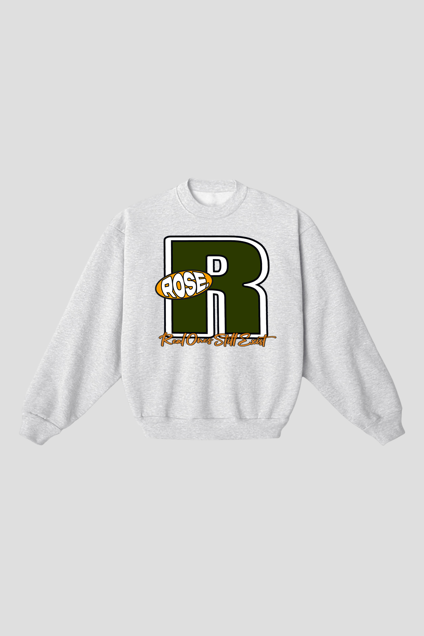 ROSE. Big R Crewneck | Ash Grey